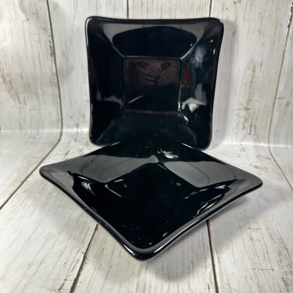 Other - Crate & Barrel Abby Appetizer Dish Plates Black Weave Effect Underside 5‎ 1/2"